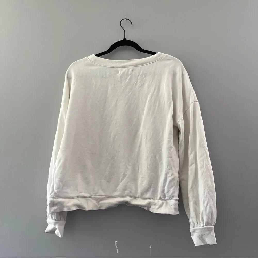 Madewell Women's Ivory Hemp-Cotton V-Neck Sweatshirt XS MD050